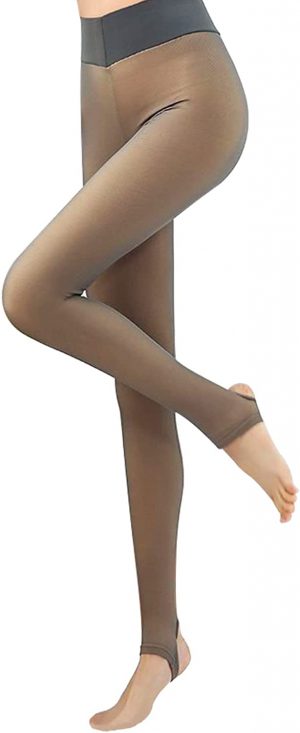 Fleece Lined Tights for Women,Thermal Translucent Pantyhose,Winter Stretchy High Waist Slim Leggings,Sheer Thick Tights