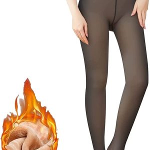 Women Winter Tights Fake Fleece Tights Opaque Fleece lined Leggings Fake Transparent Thermal Pantyhose Elastic Skinny…