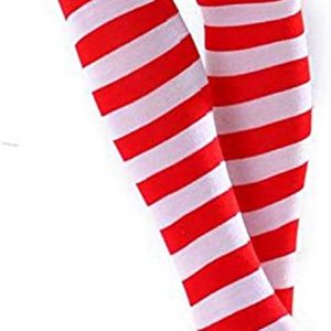 Striped Socks Women Knee High Red and Black Socking Gloves Long Opaque Arm Leg Warmer Accessories